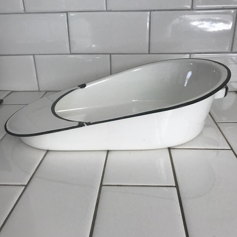 Vintage Bedpan Hospital Bed Pan White Enamel Collectible Etsy