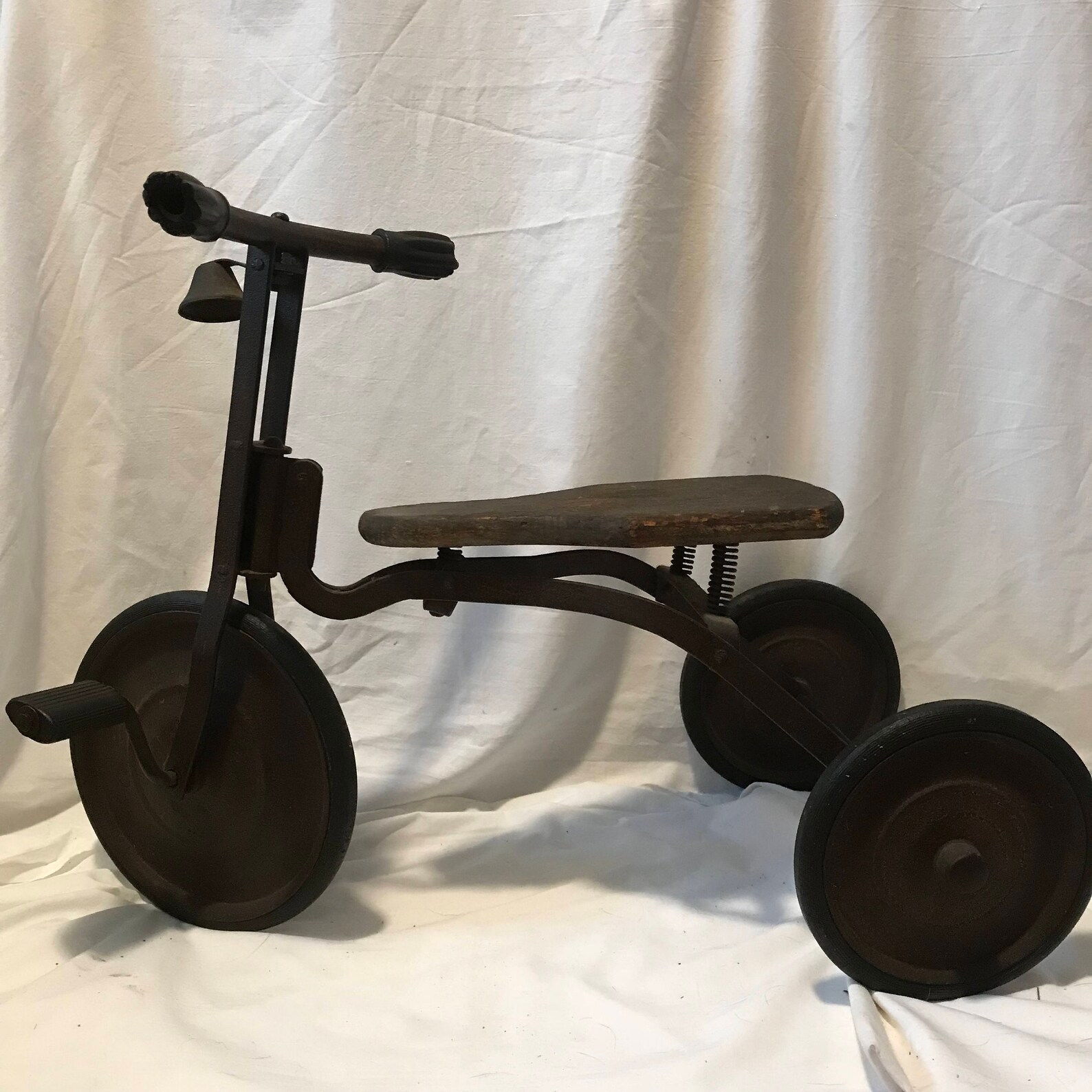 Antique Wooden Tricycle With Handle Grips Bell Pedals and Etsy