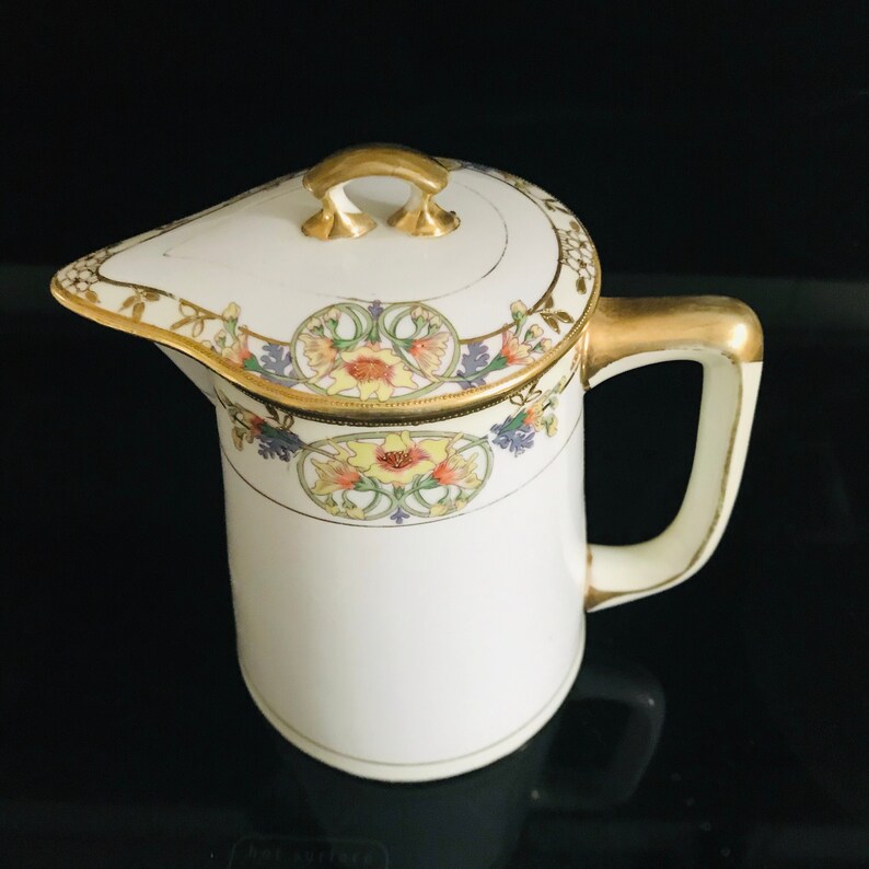 Coffee Tea Hot Water Pot Very Detailed Heavy Gold Art Nouveau Etsy