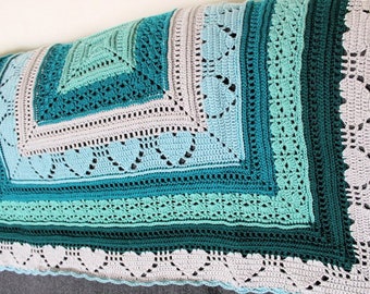 PDF crochet pattern, Bumpy road to love throw