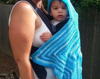 PDF, Crochet, Pattern, Baby-wearing hooded star blanket