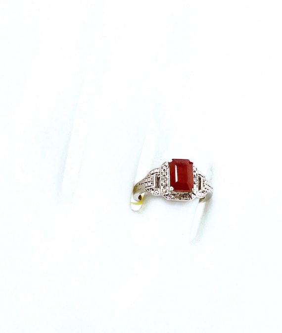 Ruby and Silver Vintage STS Ring - image 2
