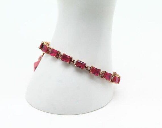 Vintage Karis Dark Pink Sapphire  Tennis Bracelet - image 1