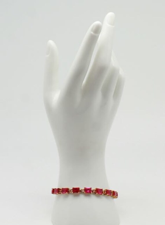 Vintage Karis Dark Pink Sapphire  Tennis Bracelet - image 2