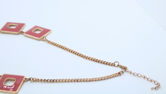 Rose Pink Square Vintage Necklace - image 5