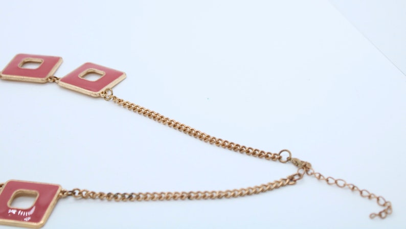 Rose Pink Square Vintage Necklace image 5