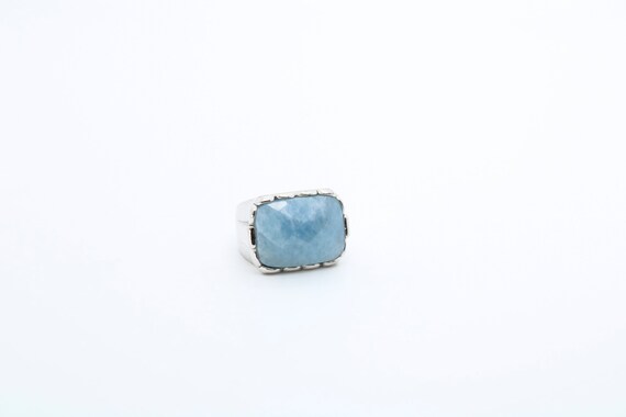 Large Larimar Stone and Silver Ring - image 2