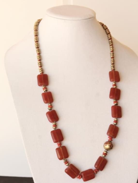 Vintage Imitation Amber Beaded Hippie Necklace