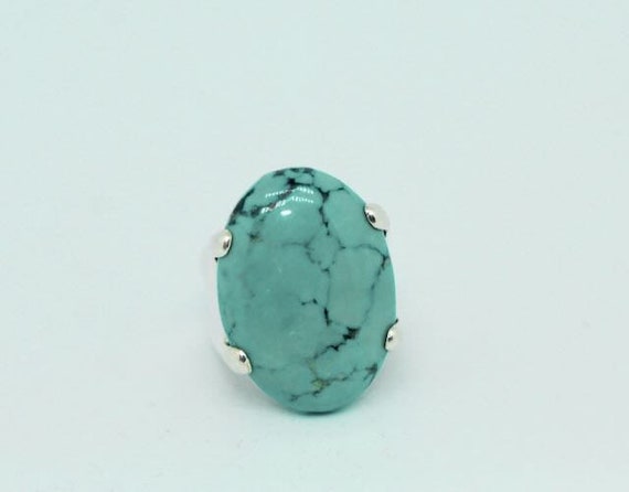 Signed 925 Silver and Turquoise Southwestern Ring - image 3