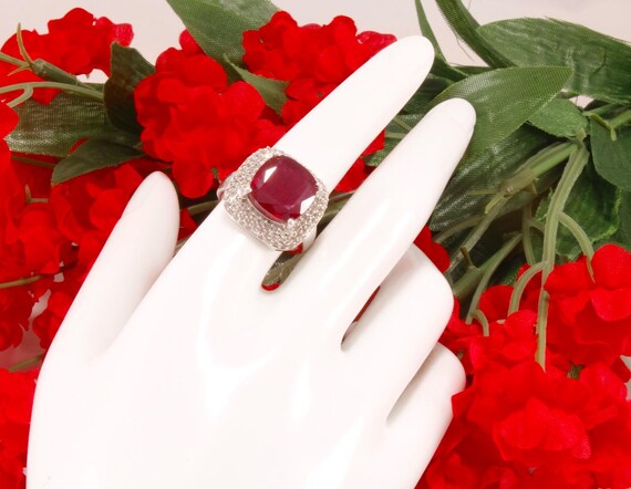 Vintage Ruby Solitaire and Diamond Ring - image 4