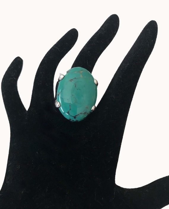 Signed 925 Silver and Turquoise Southwestern Ring - image 1