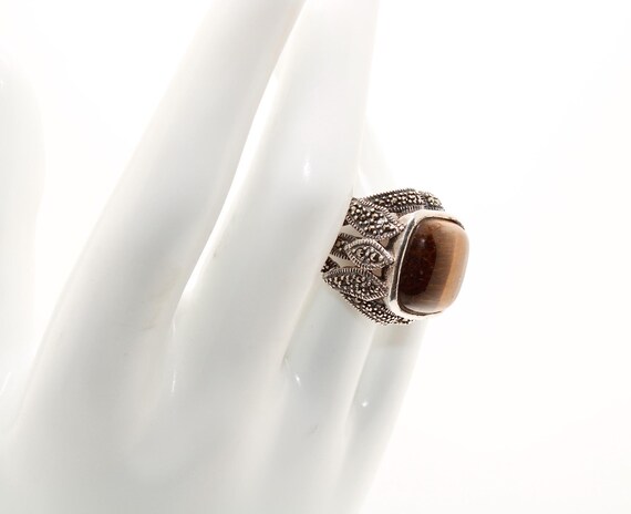 Tiger's Eye Marcasite Ring - image 5