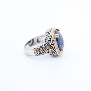 Blue and White Cubic Zirconia Ring