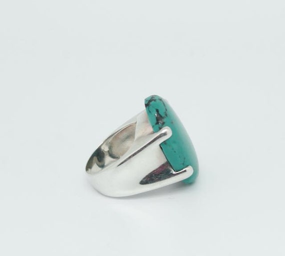 Signed 925 Silver and Turquoise Southwestern Ring - image 4