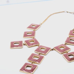 Rose Pink Square Vintage Necklace image 2