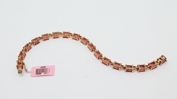 Vintage Karis Dark Pink Sapphire  Tennis Bracelet - image 4