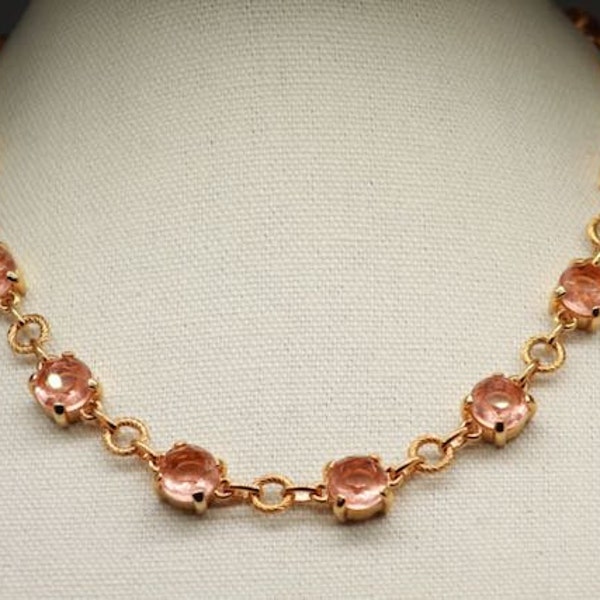 Signed David Grau Vintage Gold and Peach Necklace