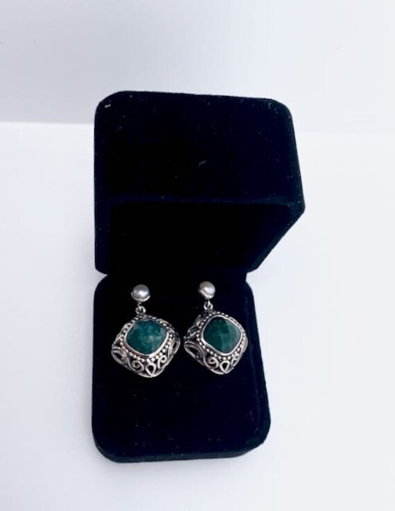 Vintage Raw Natural Emerald and Pearl Earrings