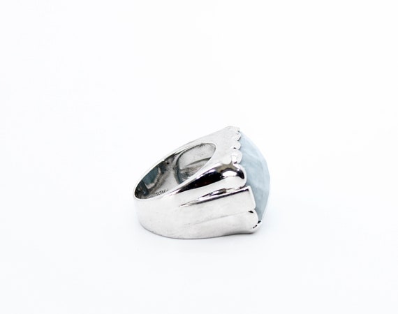 Large Larimar Stone and Silver Ring - image 5