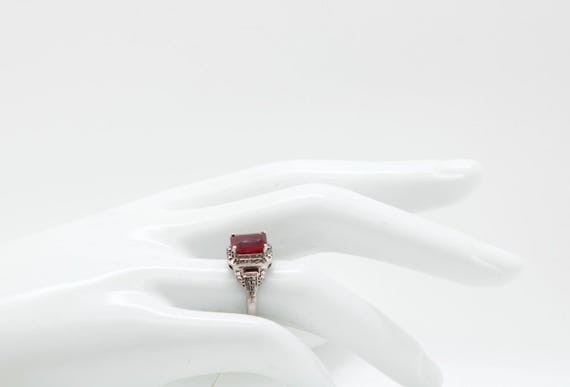 Ruby and Silver Vintage STS Ring - image 4