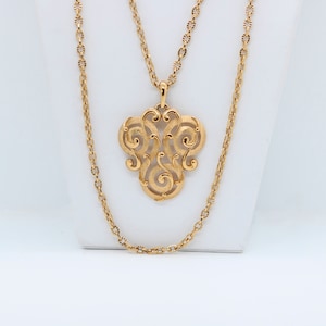 Signed Crown Trifari Gold Tone Necklace