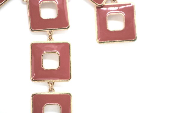 Rose Pink Square Vintage Necklace - image 4