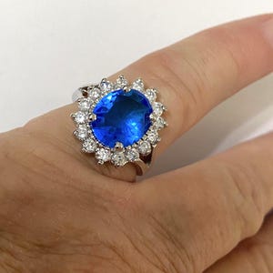 Blue and White Cubic Zirconia Vintage Ring