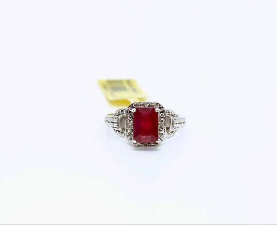Ruby and Silver Vintage STS Ring - image 1