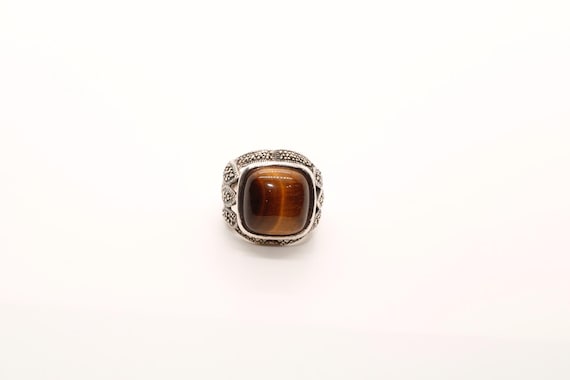 Tiger's Eye Marcasite Ring - image 6