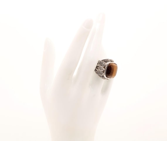 Tiger's Eye Marcasite Ring - image 4