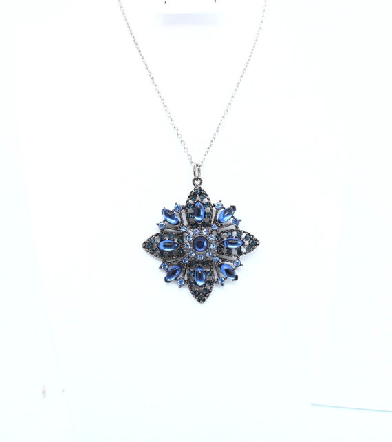 Blue Enamel Interlocking Star Necklace