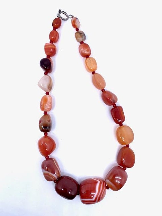 Banded Carnelian Agate Beaded Necklace