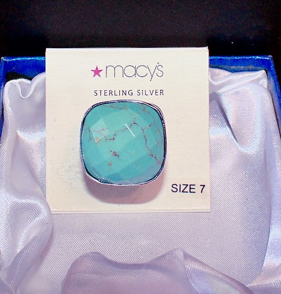 Vintage Sterling Silver Faux Turquoise Size 7 Ring