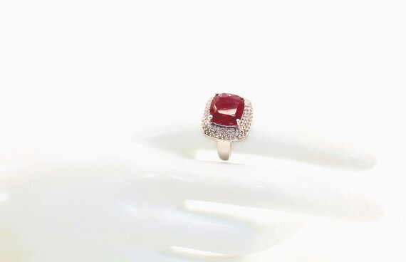 Vintage Ruby Solitaire and Diamond Ring - image 6