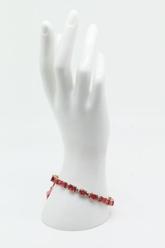 Vintage Karis Dark Pink Sapphire  Tennis Bracelet - image 5