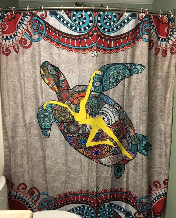 Turtle Shower Curtain W Fd Applique Etsy