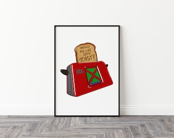 Talkie Toaster, Red Dwarf illustration by Savage Pieces, A4/A3 Print