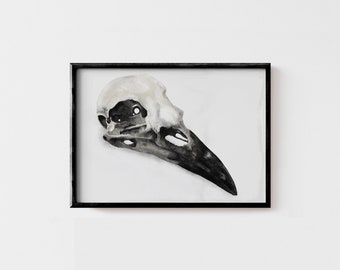 Raven Skull Illustration Digital Print by Savage Pieces.