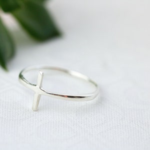 Sideways Cross Ring, Sterling Silver Cross Ring, Christian Rings, Sterling Silver Ring For Women, Catholic Ring, Catholic Jewelry