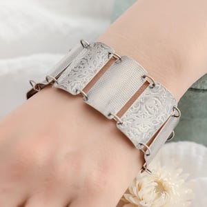 Sterling Silver Chunky Bracelet: Rectangular Link Fashion Jewelry