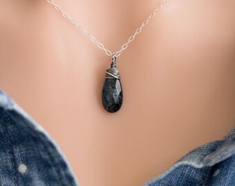 Teal Moss Kyanite Sterling Silver Pendant Necklace