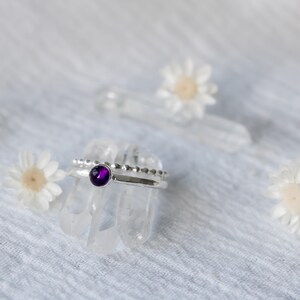 Amethyst Stacking Ring, Sterling Silver Ring,  Stackable Rings,  Boho Jewelry, February Birthstone, Everyday Jewelry, Simple