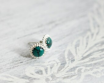 Turquoise Stud Earrings, Sterling Silver Stud Earrings, Gemstone Earrings, Gemstone Stud Earrings, Post Earrings, Earrings