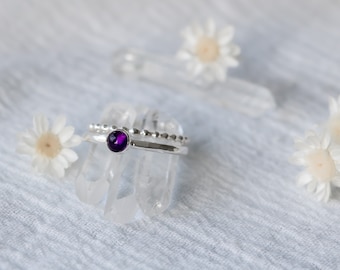 Amethyst Stacking Ring, Sterling Silver Ring,  Stackable Rings,  Boho Jewelry, February Birthstone, Everyday Jewelry, Simple