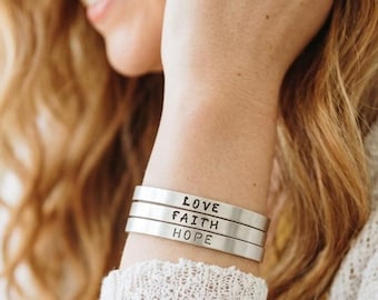 Personalized  Bracelet, Hand Stamped, Inspiration Bracelet, Name, Quote, Verse, Date, Believe, Hope, Faith, Love
