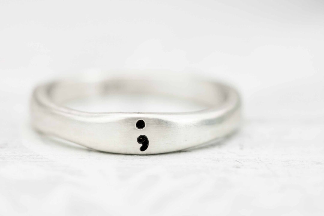 Sterling Silver Semi Colon Suicide and Mental Illness Awareness Ring ...