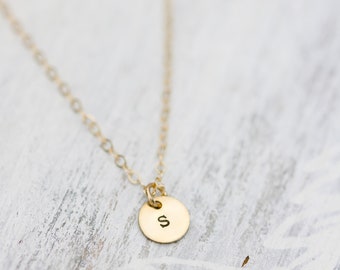 Solid 14k Yellow Gold Initial Necklace