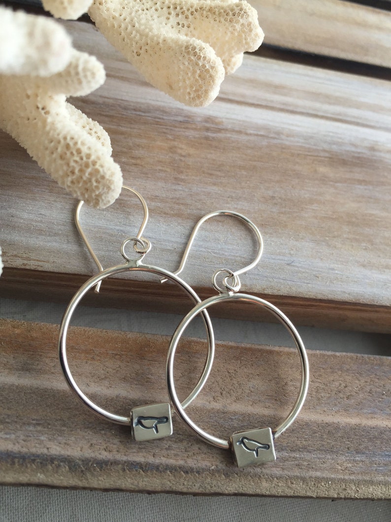 Silver Bird Earrings Silver Hoop Earrings Bird Jewelry Sterling Silver Hoops Big Hoop Earrings Sundance Style Jewelry Bird Earrings