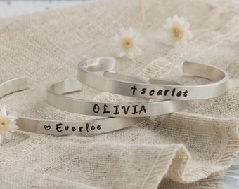 Sterling Silver Baby Bracelet, Baptism Keepsake Gift, Personalized Toddler Jewelry, Child Name Cuff