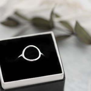 Sterling Silver Open Circle Ring • Gift for Her • Delicate Statement Jewelry • Silver Circle Top Ring